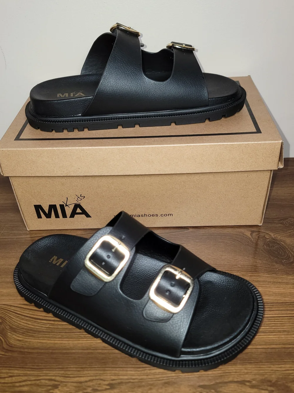 MIA Kids Girls Elodee Too Black Sandals - Size 2 Little Kid